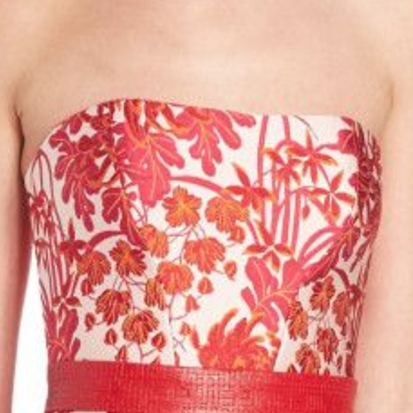 RUBIN SINGER Red Dahlia brocade gown sz 2 - Picture 3 of 8